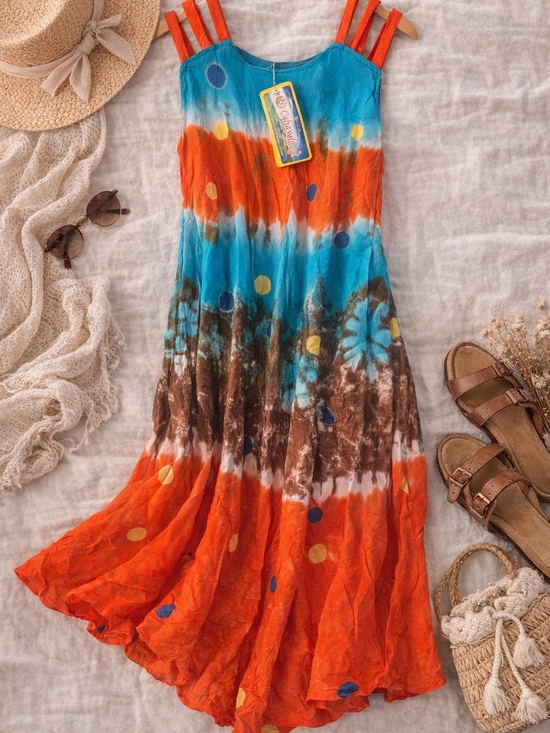 Cahaya Pelangi Dresses & Skirts - Boho Tie Dye Sundress Colorful Festival Dress O/S